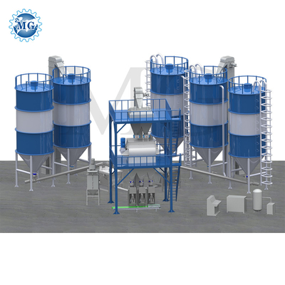 Máquina de mistura automática de torre de tipo de mistura seca de pó de argamassa de mistura de areia de mastigação de parede de cimento de mistura de azulejos de concreto Linha de produção de cola adesiva