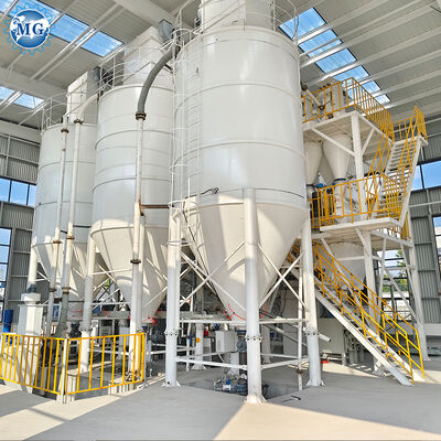 Linha de produção automática de argamassa seca tipo torre com sistema de controle PLC com capacidade de 10-30 T/H e misturador de eixo duplo